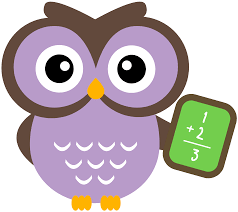 cartoon owl with a clipboard with math on it